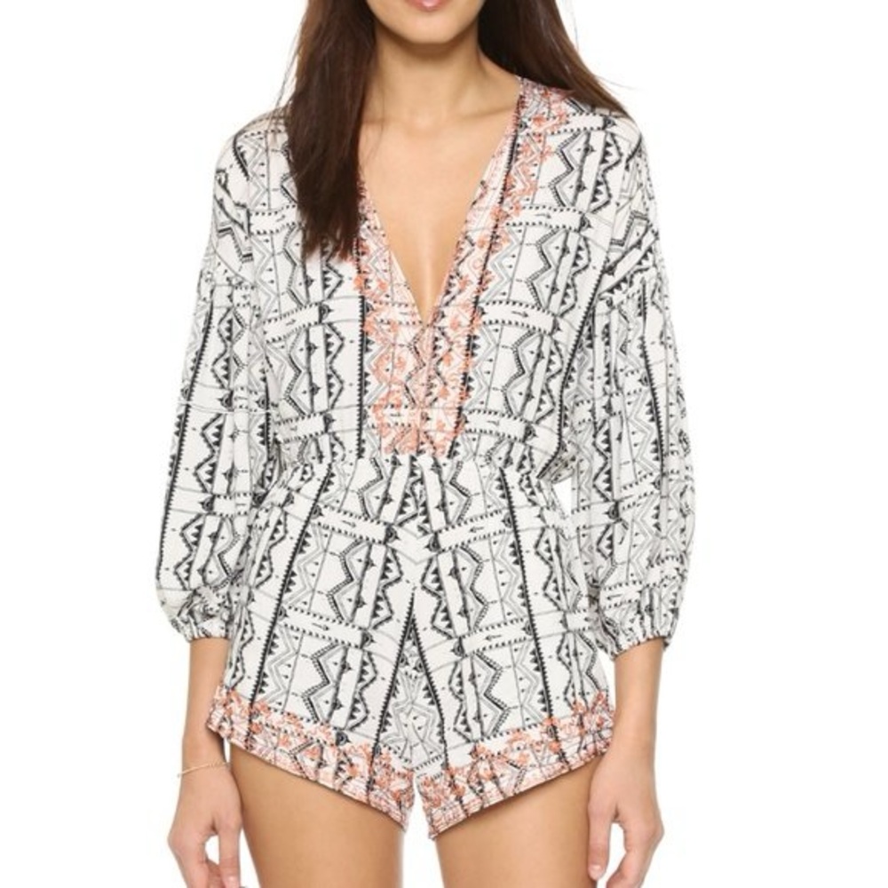 Cleobella Mischa Boho Henna Print Embroidered Romper